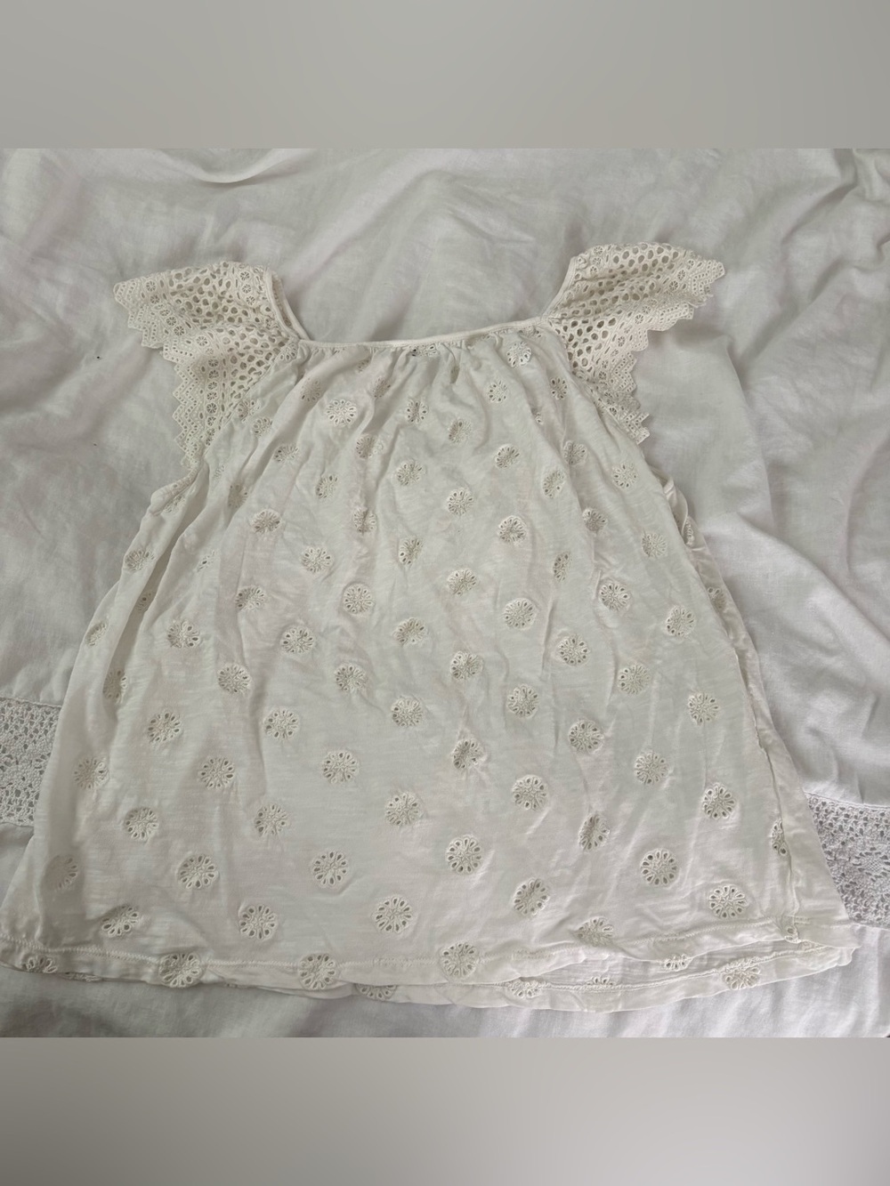 Sundance babydoll eyelet mesh top medium short sleeve cap sleeve - Picture 3 of 4